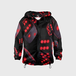 Ветровка с капюшоном детская Игральные кости на черном фоне, цвет: 3D-черный