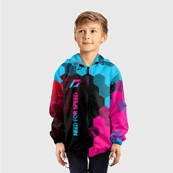 Ветровка с капюшоном детская Need for Speed - neon gradient: по-вертикали, цвет: 3D-черный — фото 2