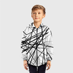 Ветровка с капюшоном детская Пересечение линий, цвет: 3D-черный — фото 2