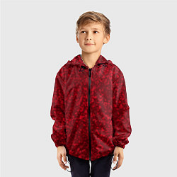 Ветровка с капюшоном детская Текстура хлопья красный, цвет: 3D-черный — фото 2