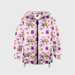 Ветровка с капюшоном детская Сонный ленивец с подушками, цвет: 3D-черный