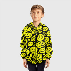 Ветровка с капюшоном детская Кислотный желтый смайлик, цвет: 3D-черный — фото 2