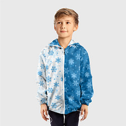 Ветровка с капюшоном детская Красивые снежинки, цвет: 3D-белый — фото 2