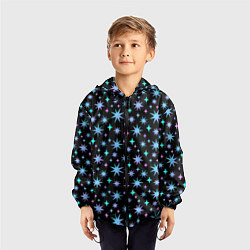 Ветровка с капюшоном детская Зимние цветные звезды, цвет: 3D-черный — фото 2
