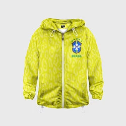 Ветровка с капюшоном детская Форма сборной Бразилии ЧМ 2022, цвет: 3D-белый