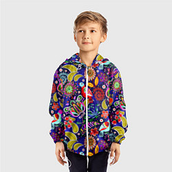 Ветровка с капюшоном детская Multicolored floral patterns, цвет: 3D-белый — фото 2