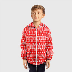 Ветровка с капюшоном детская New Years winter pattern, цвет: 3D-белый — фото 2