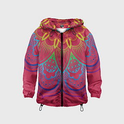 Ветровка с капюшоном детская Viva magenta mandala, цвет: 3D-черный