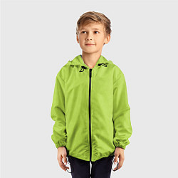 Ветровка с капюшоном детская Текстурированный ярко зеленый салатовый, цвет: 3D-черный — фото 2
