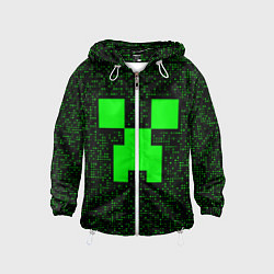 Ветровка с капюшоном детская Minecraft green squares, цвет: 3D-белый