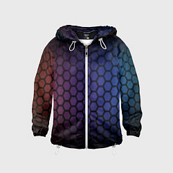Ветровка с капюшоном детская Abstract hexagon fon, цвет: 3D-белый