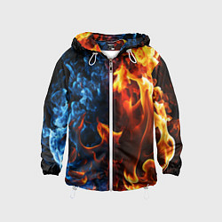 Ветровка с капюшоном детская Битва огней - два пламени, цвет: 3D-белый