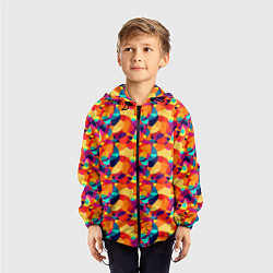 Ветровка с капюшоном детская Абстрактный узор из разноцветных окружностей, цвет: 3D-черный — фото 2