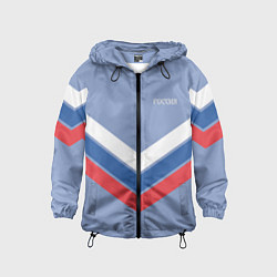 Ветровка с капюшоном детская Триколор - три полоски на голубом, цвет: 3D-черный