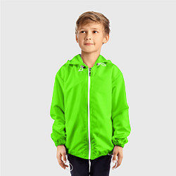 Ветровка с капюшоном детская Кислотный зеленый, цвет: 3D-белый — фото 2