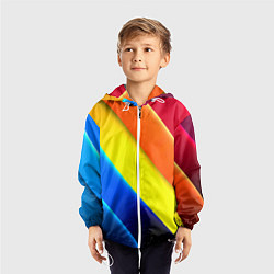 Ветровка с капюшоном детская Радужные полосы текстура, цвет: 3D-белый — фото 2