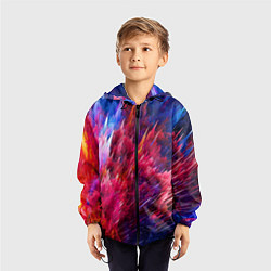 Ветровка с капюшоном детская Красно-синие брызги краски, цвет: 3D-черный — фото 2