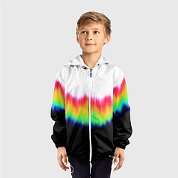 Ветровка с капюшоном детская Северное сияние - тай-дай, цвет: 3D-белый — фото 2