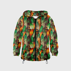 Ветровка с капюшоном детская Павлиные перья, цвет: 3D-черный