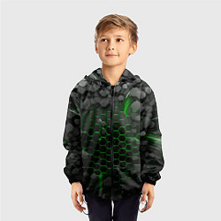Ветровка с капюшоном детская Взрыв зеленых плит, цвет: 3D-черный — фото 2