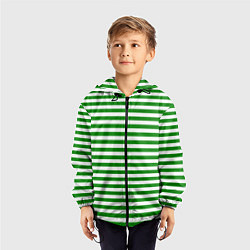 Ветровка с капюшоном детская Тельняшка зеленая Пограничных войск, цвет: 3D-черный — фото 2