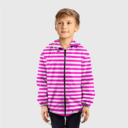 Ветровка с капюшоном детская Ярко-розовые полосы, цвет: 3D-черный — фото 2