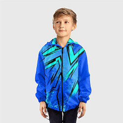 Ветровка с капюшоном детская Sport uniform - синие брызки, цвет: 3D-черный — фото 2