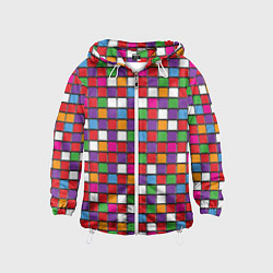 Ветровка с капюшоном детская Color cubes, цвет: 3D-белый