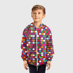 Ветровка с капюшоном детская Color cubes, цвет: 3D-белый — фото 2