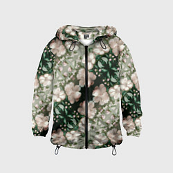 Ветровка с капюшоном детская Нежные розовые цветочки, цвет: 3D-черный