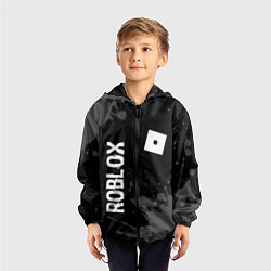 Ветровка с капюшоном детская Roblox glitch на темном фоне: надпись, символ, цвет: 3D-черный — фото 2