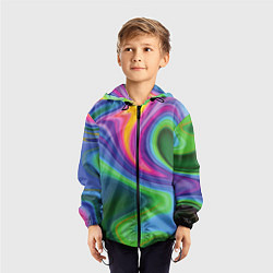 Ветровка с капюшоном детская Color abstraction, цвет: 3D-черный — фото 2
