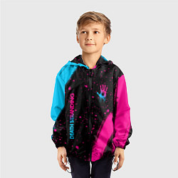 Ветровка с капюшоном детская Death Stranding - neon gradient: надпись, символ, цвет: 3D-черный — фото 2