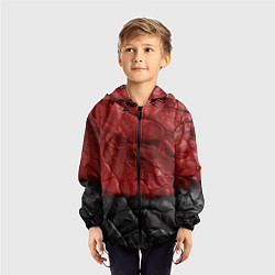 Ветровка с капюшоном детская Черная красная текстура, цвет: 3D-черный — фото 2