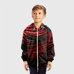 Ветровка с капюшоном детская Кожаная красная и черная текстура, цвет: 3D-белый — фото 2