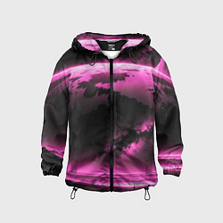 Ветровка с капюшоном детская Сай фай пейзаж в черно розовых тонах, цвет: 3D-черный