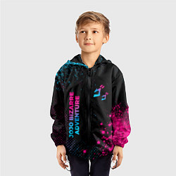 Ветровка с капюшоном детская JoJo Bizarre Adventure - neon gradient: надпись, с, цвет: 3D-черный — фото 2