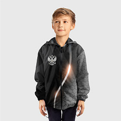 Ветровка с капюшоном детская Герб России на темном фоне, цвет: 3D-черный — фото 2