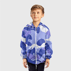 Ветровка с капюшоном детская Камуфляжный узор голубой, цвет: 3D-белый — фото 2