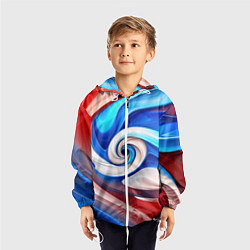 Ветровка с капюшоном детская Волны в цвете флага РФ, цвет: 3D-белый — фото 2