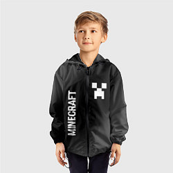 Ветровка с капюшоном детская Minecraft glitch на темном фоне: надпись, символ, цвет: 3D-черный — фото 2