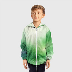 Ветровка с капюшоном детская Травяные пиксели, цвет: 3D-белый — фото 2