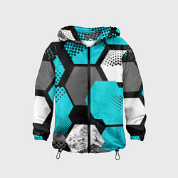 Ветровка с капюшоном детская Шестиугольники абстрактный фон, цвет: 3D-черный