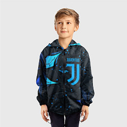 Ветровка с капюшоном детская Juventus abstract blue logo, цвет: 3D-черный — фото 2