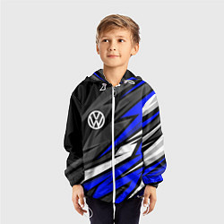 Ветровка с капюшоном детская Volkswagen - Синяя абстракция, цвет: 3D-белый — фото 2