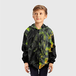 Ветровка с капюшоном детская Зеленая абстрактная текстура, цвет: 3D-черный — фото 2