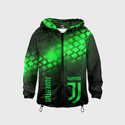 Ветровка с капюшоном детская Juventus green logo neon, цвет: 3D-черный