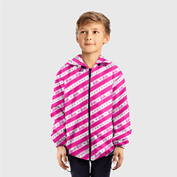 Ветровка с капюшоном детская Барби и розовые полосы, цвет: 3D-черный — фото 2