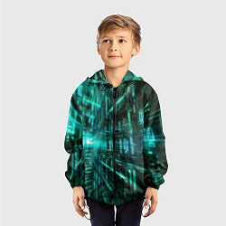Ветровка с капюшоном детская Цифровой паттерн, цвет: 3D-черный — фото 2