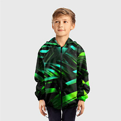 Ветровка с капюшоном детская Dark green abstract, цвет: 3D-черный — фото 2